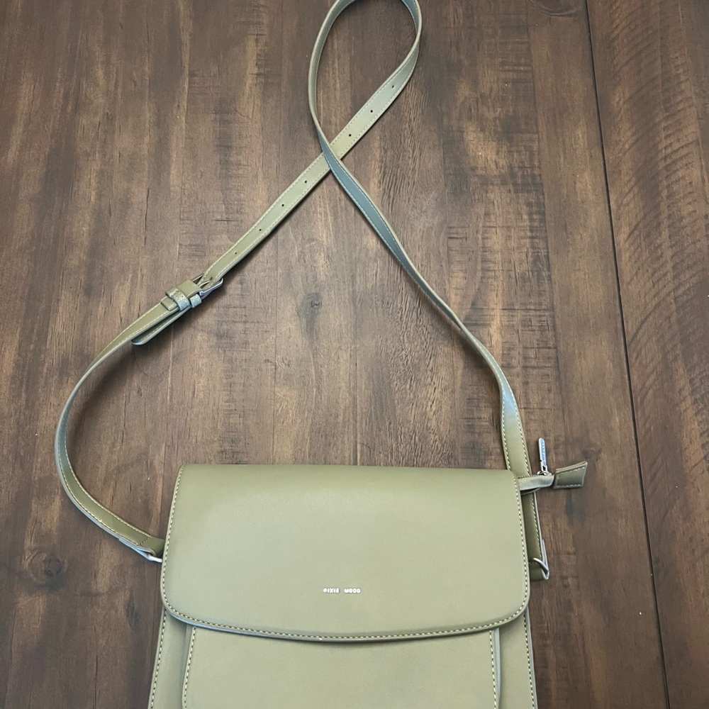 Pixie Mood Green Crossbody Bag with Adjustable Strap and Flap Closure